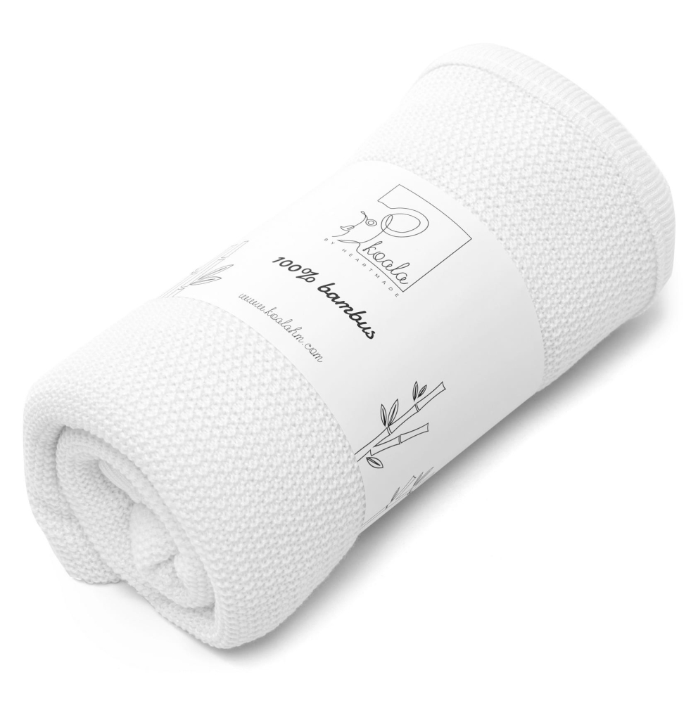 Biały Kocyk Bambusowy 80x100 100% | Koala HeartMade